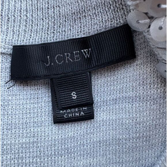 J. Crew Sequin Crew Neck Shell Tank Top Merino Wool Gray Silver Size Small - Picture 3 of 4